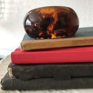 Vintage Amber and Brown Swirled Plastic Bracelet